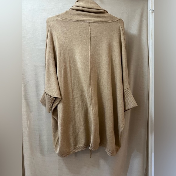 RABE beige fringe detail women’s open front sweater size 36 cowl neck - Picture 6 of 9